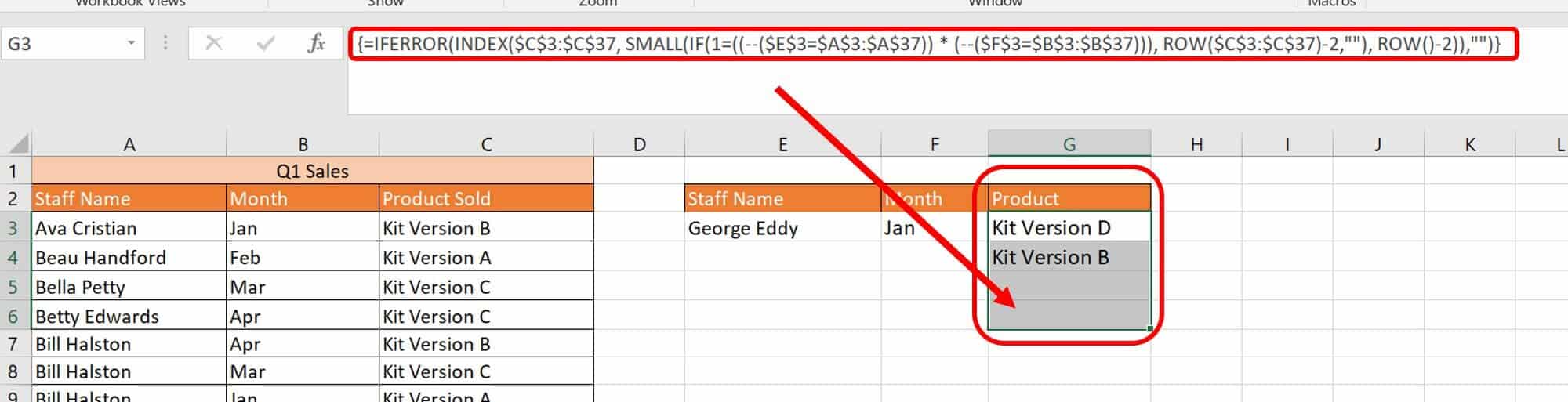 Multiple Matches criteria VLOOKUP formula