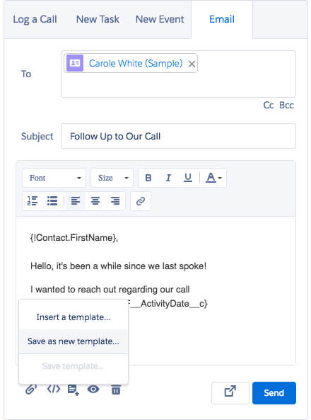 salesforce saving new email template