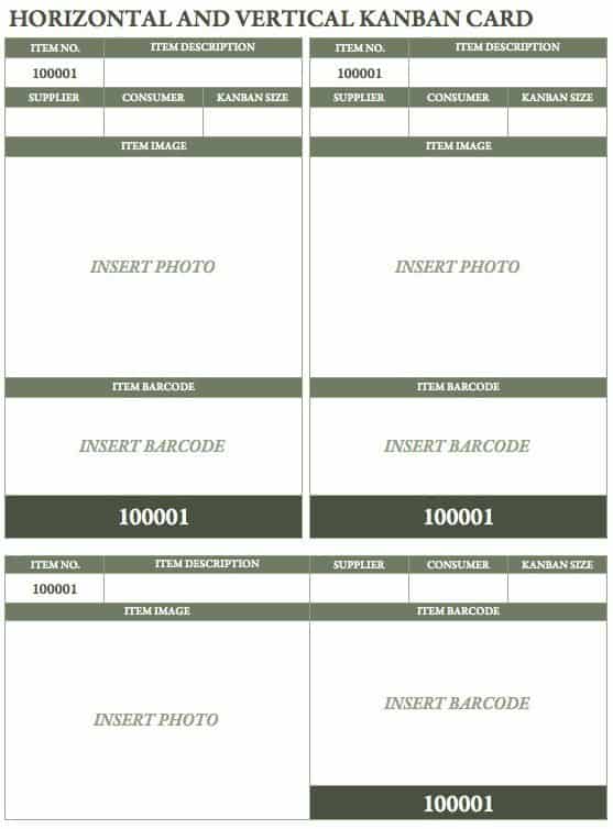 Horizontal and Vertical Kanban Card Template