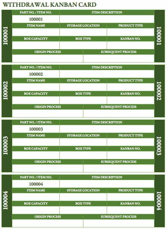 Withdrawal Kanban Card Template