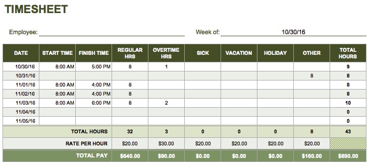 Timesheet Template