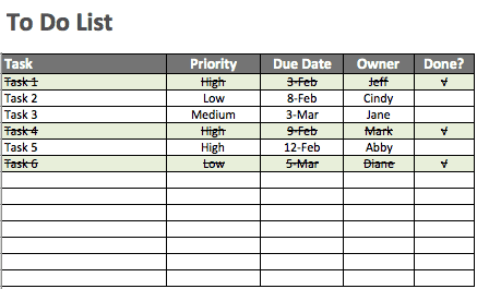 Double-click to do list template