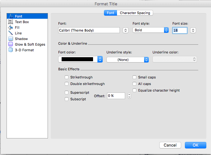 line charts excel single line change title options