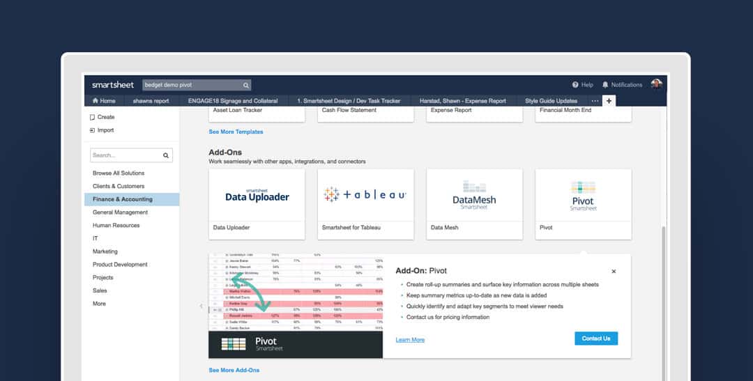 Smartsheet Pivot App in the Solution Center